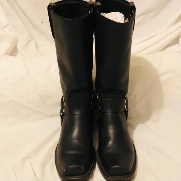 Black Frye Biltrite Boots size 6 1/2 square toe with silver buckle. - Picture 1 of 12